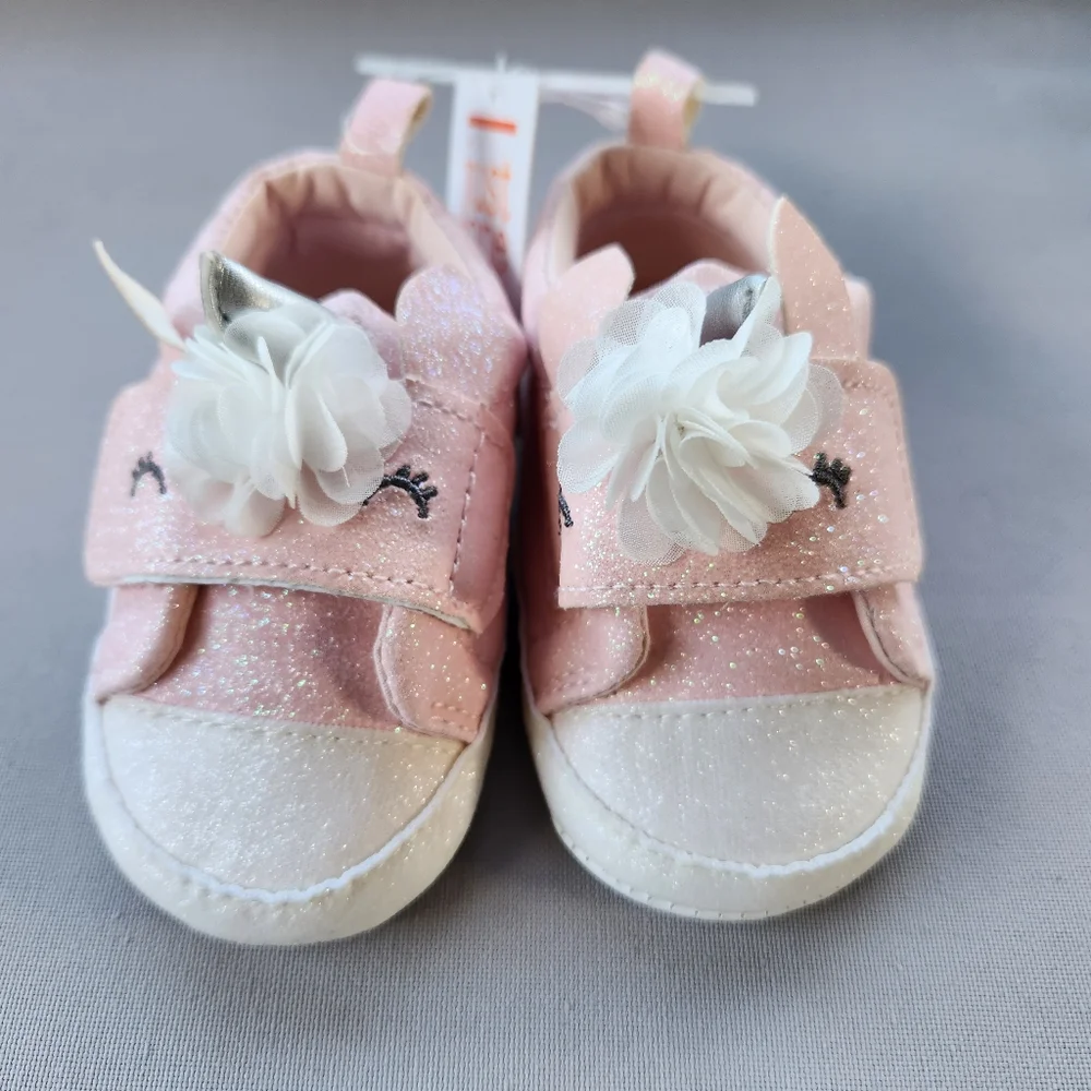 Carters sparkle pink and white unicorn shoes